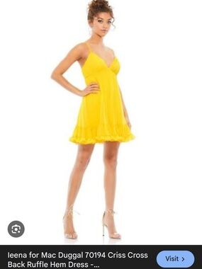 Yellow Ruffle-Hem Mini Dress